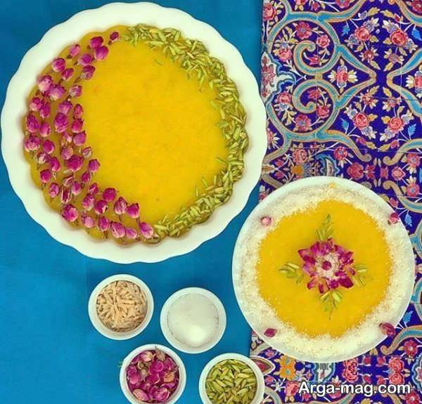 دیزاین مجلسی شله زرد با گل محمدی
