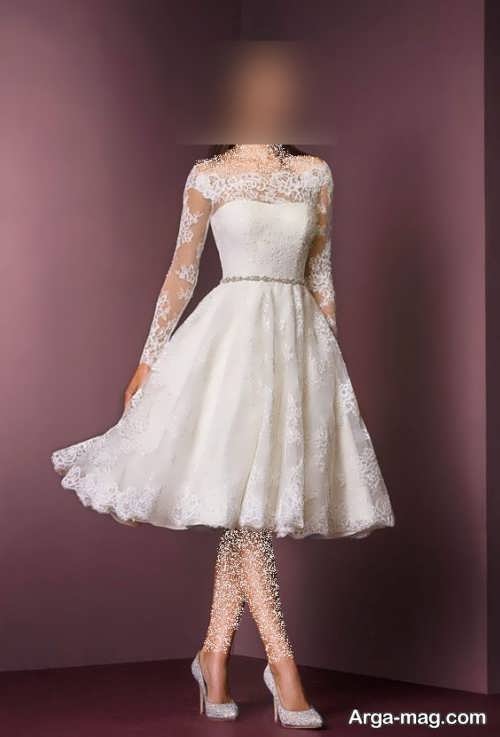 مدل لباس عروس آستین دار 