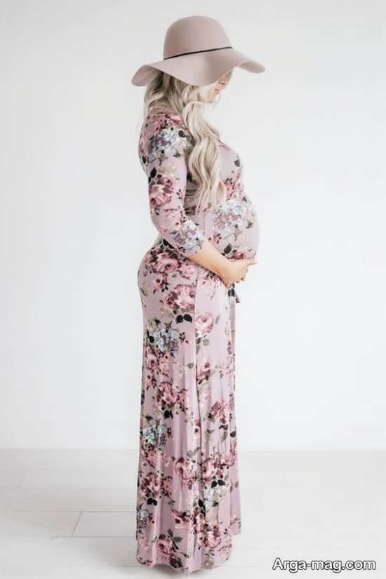 لباس مجلسی حاملگی گلدار و بلند
