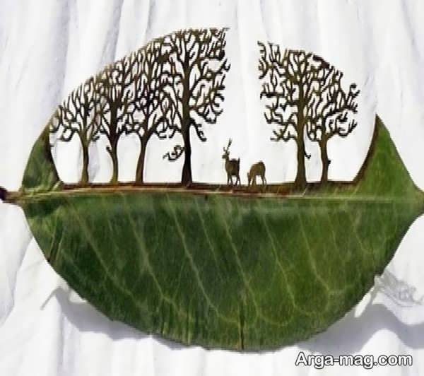 خلاقیت خاص با برگ درختان
