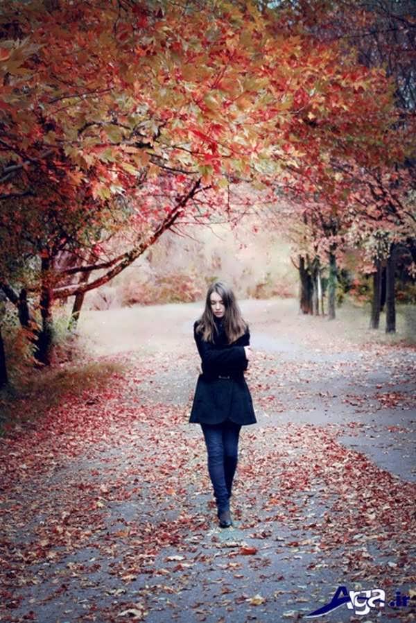 عکس از دختر تنها در پاییز