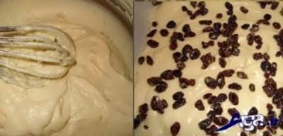 اضافه کردن کشمش به مایه کیک 