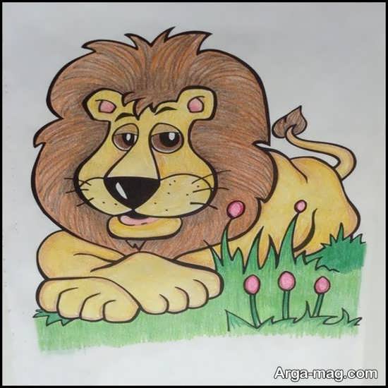 نقاشی شیر جنگل