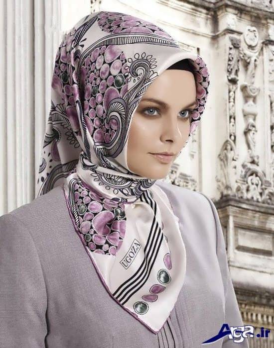 مدل بستن روسری چهارگوش بزرگ با حجاب