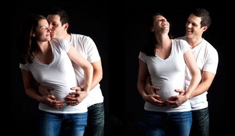 انواع ژست عکس بارداری با همسر