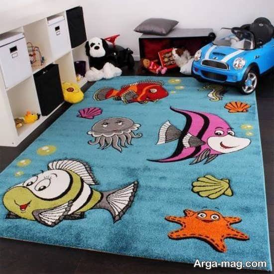 فرش فانتزی اتاق کودک با طرح ماهی