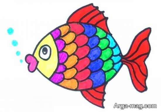 نقاشی ماهی با رنگ آمیزی زیبا