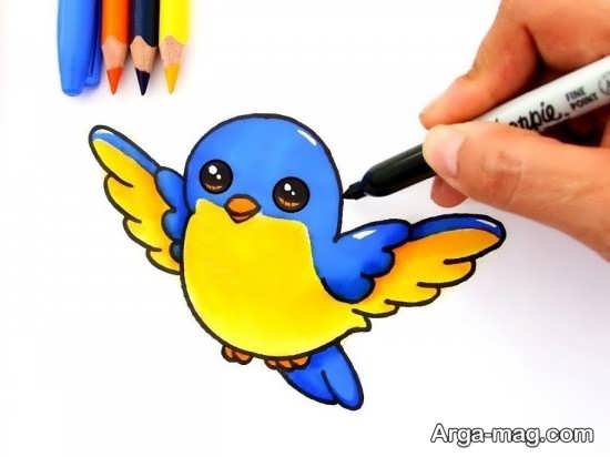 نقاشی کودکانه از پرنده