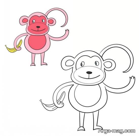 طراحی میمون با رنگ آمیزی آسان