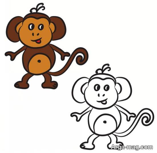 طراحی میمون با رنگ آمیزی دیدنی