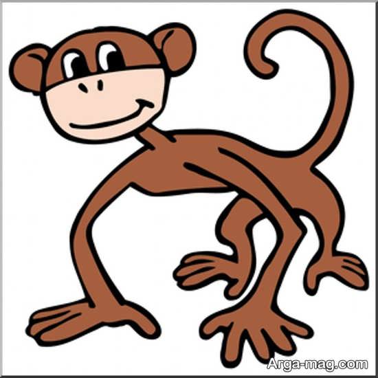 طراحی میمون با رنگ آمیزی ساده