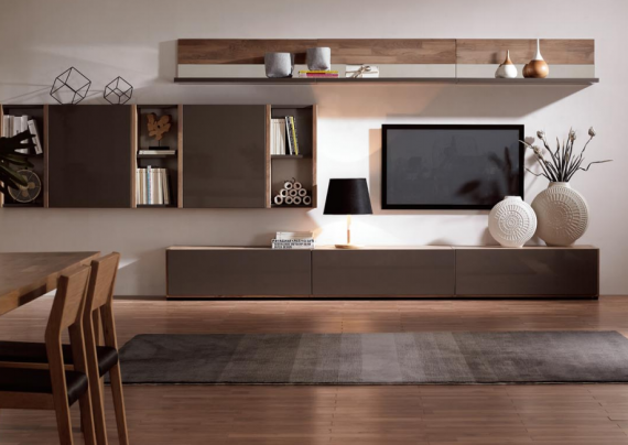 مدل میز تلویزیون چوبی با طرح های زمینی و دیواری