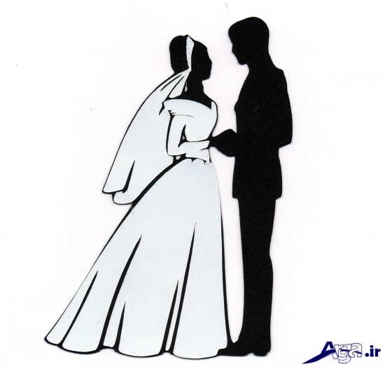 نقاشی ساده عروس و داماد