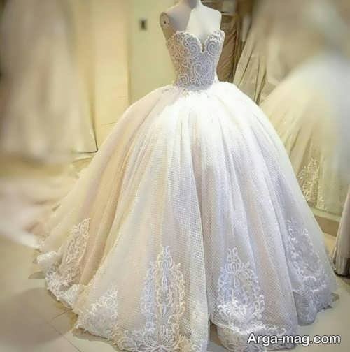 لباس عروس پفی با طرح جالب
