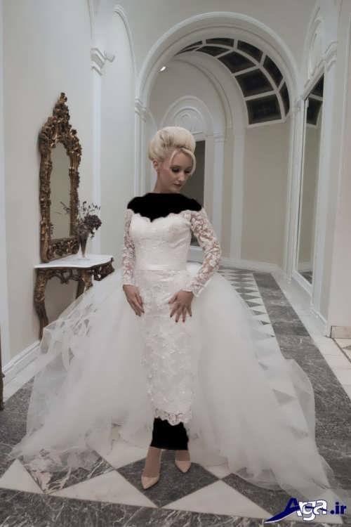 مدل لباس عروس گیپور دار 
