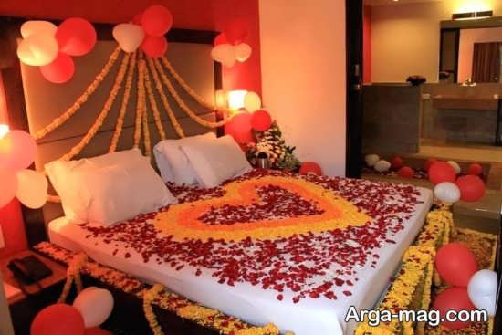 شیک تزیین اتاق خواب عروس با شمع و گل