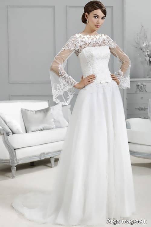 مدل لباس عروس آستین کلوش فوق العاده