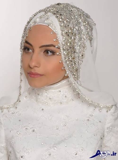 مدل حجاب کار شده با تورهای تزیینی 