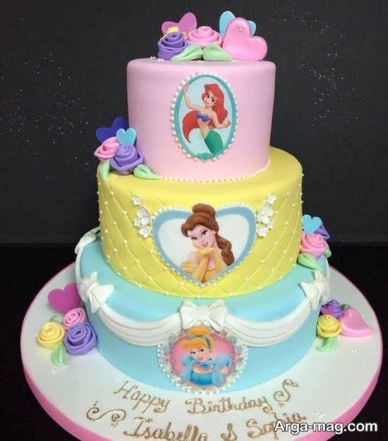 کیک تولد پرنسس های دیزنی با طرح هنرمندانه