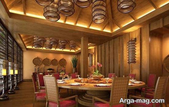 طراحی داخلی رستوران چوبی