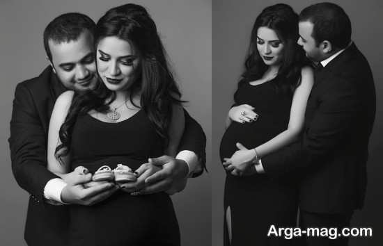 ژست عکس بارداری با همسر و فرزند اول