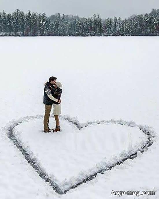 عکس عاشقانه دونفره زیر برف