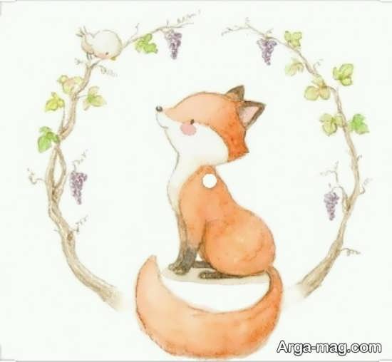 نقاشی روباه جذاب و کودکانه