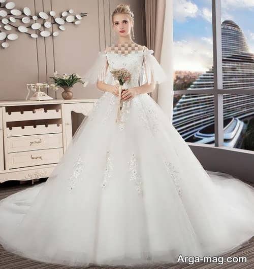 لباس عروس کار شده زیبا