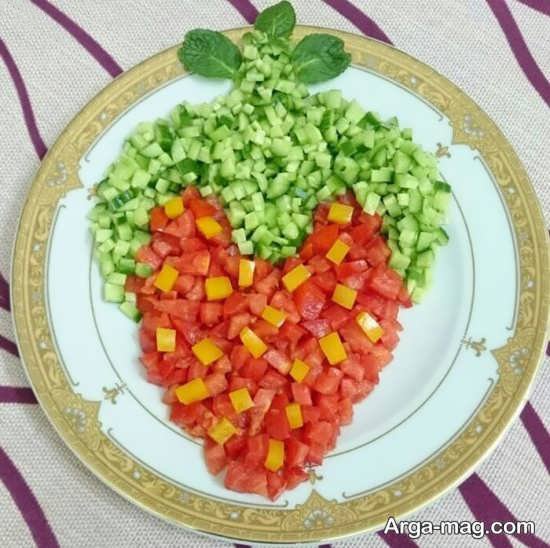 تزیین سالاد خیار و گوجه 