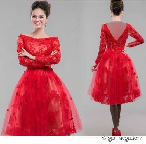 مدل لباس مجلسی قرمز کوتاه