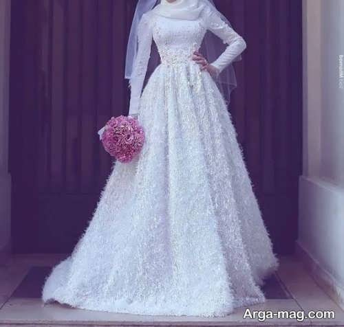 مدل لباس عروس ایرانی آستین دار