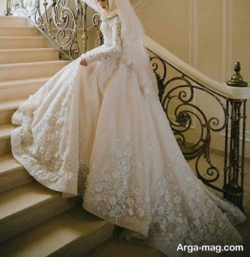 مدل پیراهن عروس ایرانی دنباله دار