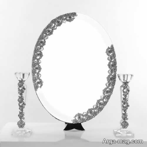 آینه و شمعدان کار شده برای عروس 