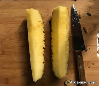 پوست گرفتن آناناس با چاقو