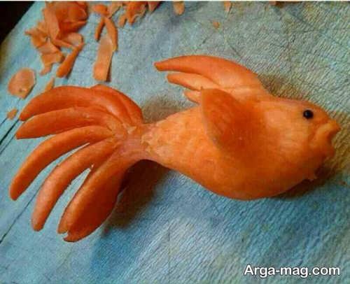 تزیین کردن هویج به شکل ماهی 