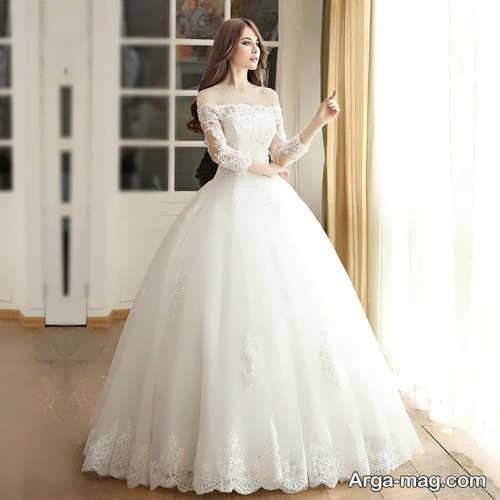 مدل لباس عروس آستین دار زیبا و شیک 