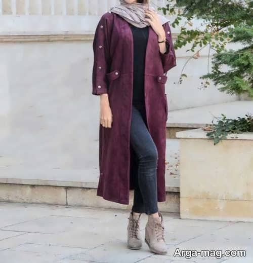 مانتو بنفش زیبا و شیک