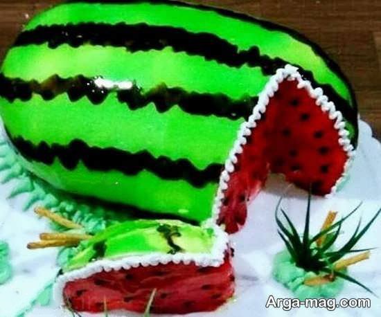 کیک شب یلدا با طراحی هندوانه