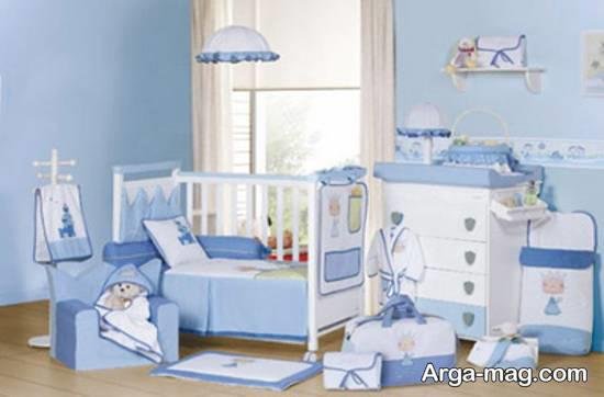دیزاین اتاق نوزاد با تم زیبای آبی