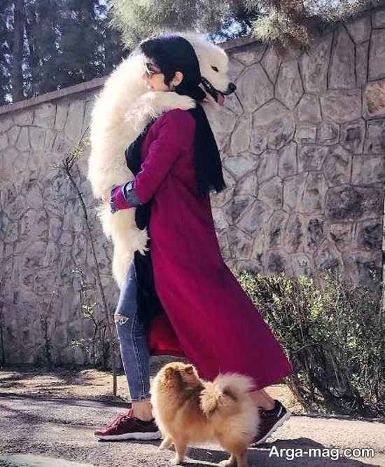 سگ غول پیکر در آغوش مریم معصومی