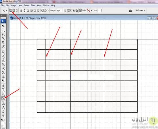 کشیدن آسان جدول در فتوشاپ