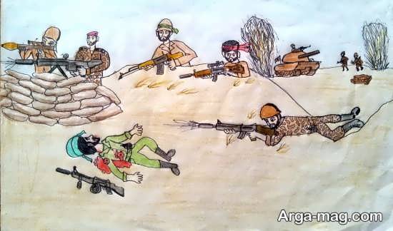 نقاشی کودکانه از تفنگ