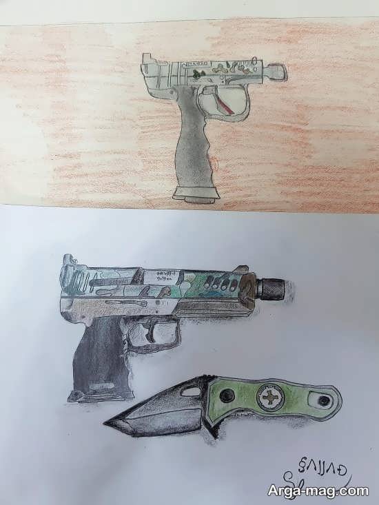 نقاشی جالب تفنگ