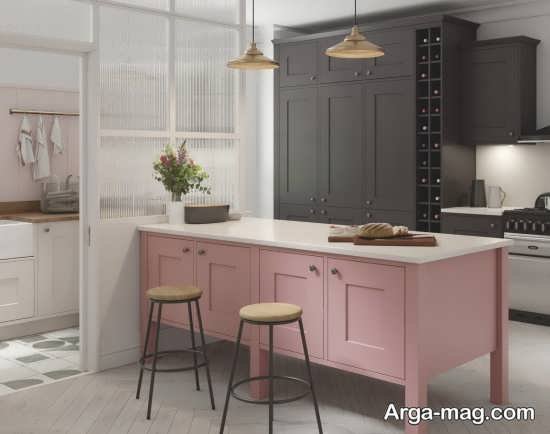 ایده زیبا با رنگ صورتی در دکوراسیون آشپزخانه