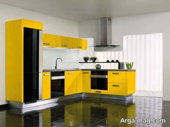 زیباسازی و چیدمان زیبای آشپزخانه با رنگ زرد