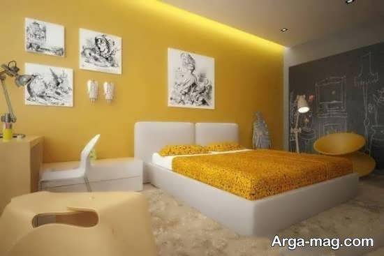 مدل های شیک و زیبای طراحی اتاق خواب با رنگ زرد