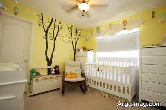 دیزاین داخلی اتاق کودک با رنگ زرد شاد و محرک
