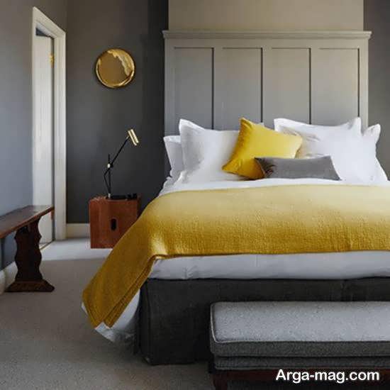 مجموعه دیزاین اتاق خواب با رنگ محرک زرد