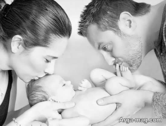 مجموعه ای بینظیر و زیبا از ژست عکس نوزاد با پدر و مادر