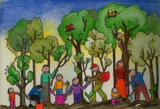 نقاشی روز درختکاری با طرح های زیبا 